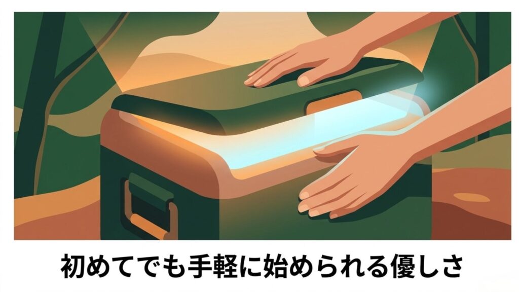 初心者でも手軽に扱える山善のポータブル冷蔵庫を開けるイメージ